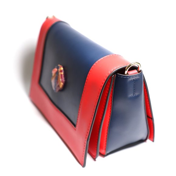 Leather Shoulder bag Genuine NEW Red and Blue Leather by Patricia Adelson - Picture 6 of 6